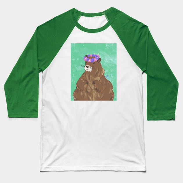 Marmot Baseball T-Shirt by seaeyedraw